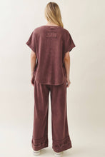 Load image into Gallery viewer, Hot Cocoa Mineral Washed Flower Trimmed Pants
