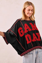 Load image into Gallery viewer, Gameday Patchwork Stitch Detail French Terry Top