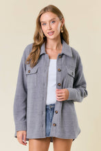 Load image into Gallery viewer, Grey Fleece Button-Down Shacket