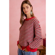 Load image into Gallery viewer, CHRISTMAS CLASSIC FAIR ISLE HOLIDAY PULLOVER KNIT SWEATER: RED / M