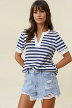 Load image into Gallery viewer, Navy Striped V-Neck Top