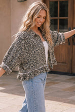 Load image into Gallery viewer, Leopard Print Frayed Ruffle Hem Shirt Jacket: LEOPARD / L
