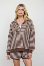 Load image into Gallery viewer, Brown Half Zip Stripe