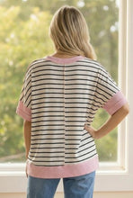 Load image into Gallery viewer, Pink Contrast &amp; Stripe Shirt