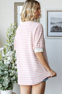 Pink Stripe Textured Top
