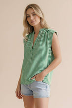 Load image into Gallery viewer, Green Notch Neck Drop Shoulder Tank