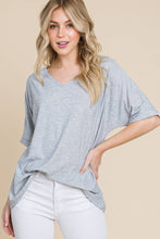 Load image into Gallery viewer, Grey V Neck Swiss Dot Top