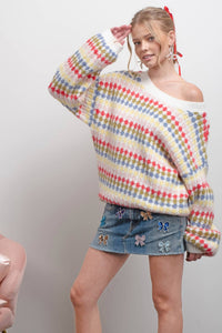 Fuchsia Crewneck Pullover Sweater