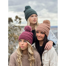 Load image into Gallery viewer, Classic Matching Fur Pom CC Beanie in Rose/Ivory