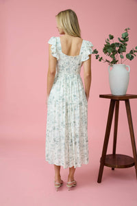 Black Floral Sweetheart Midi Dress