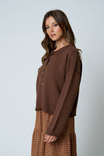 Load image into Gallery viewer, Brown Raw Edge Cardigan