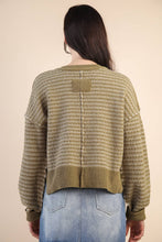 Load image into Gallery viewer, Olive Two Tone Textured Knit Casual Sweater