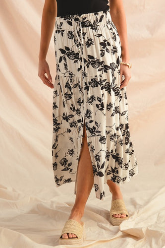 Floral Woven Print Boho Skirt