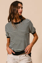 Load image into Gallery viewer, Black &amp; Ivory Stripped Top