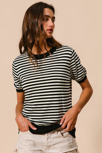 Black & Ivory Stripped Top