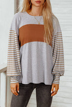 Load image into Gallery viewer, Colorblock Striped Bishop Sleeve Top