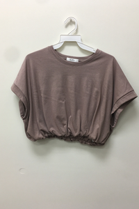 Mocha Crop Shirred Top