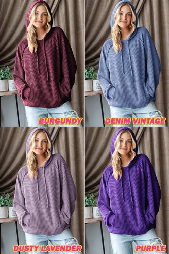 Purple Elastic Waist Hoodie