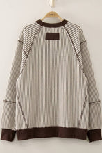 Load image into Gallery viewer, Waffle Patch Detail Pullover Chocolate Sweater