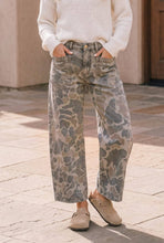 Load image into Gallery viewer, Olive Camo Wide Leg Utility Denim Pants