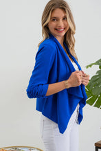 Load image into Gallery viewer, Royal Blue 3/4 Rouched Sleeve Blazer