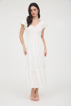 Load image into Gallery viewer, Black Ruffle Shirred Waist Midi Dress
