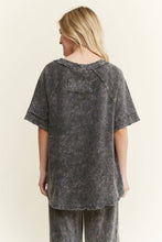Load image into Gallery viewer, Ashed Black Mineral Washed V-neck Top