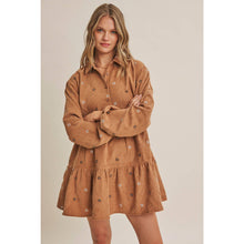 Load image into Gallery viewer, OLIVE MEADOW MARKET ARTISAN DAISY EMBROIDERED CORDUROY MINI DRESS