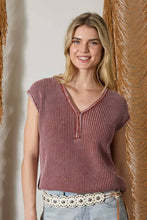 Load image into Gallery viewer, Terracotta Raw Edge Short Sleeve Henley
