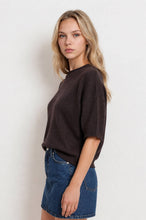 Load image into Gallery viewer, Chocolate Exposed Seam Drop Shoulder Top