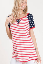 Load image into Gallery viewer, Ivory &amp; Red Stripe Star Top