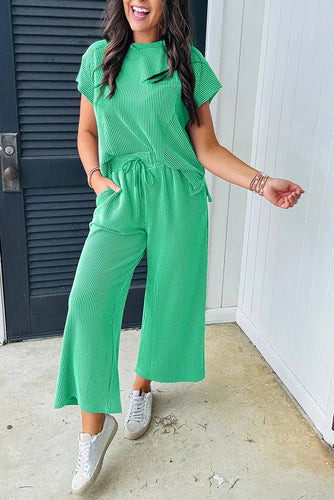 Green Corded Wide Leg Set