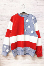 Load image into Gallery viewer, Red &amp; Blue Mineral Washed Americana Flag Sweatshirt