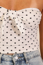 Load image into Gallery viewer, Polka Dot Tie-Front Strapless Top: Ivory / L