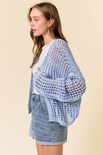 Load image into Gallery viewer, Blue Crochet Fishnet Cardigan