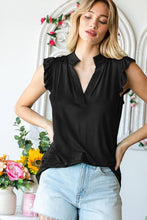 Load image into Gallery viewer, Black Butterfly Mandarin Collar Top