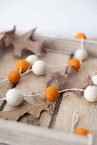 White & Orange Felt Garland