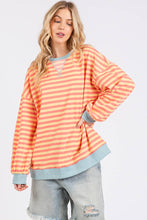 Load image into Gallery viewer, Coral &amp; Yellow Stripped Sweatshirt