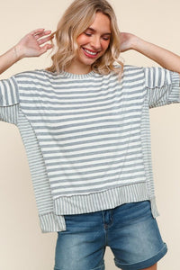 Gray Oversized Reverse Stitching Top