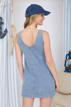 Load image into Gallery viewer, Light Denim V-Neck Mini Dress