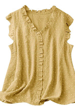 Load image into Gallery viewer, Yellow V Neck Swiss Dot Tank