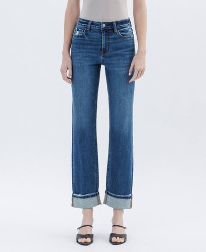 Vervet High Rise Cuffed Straight Jeans