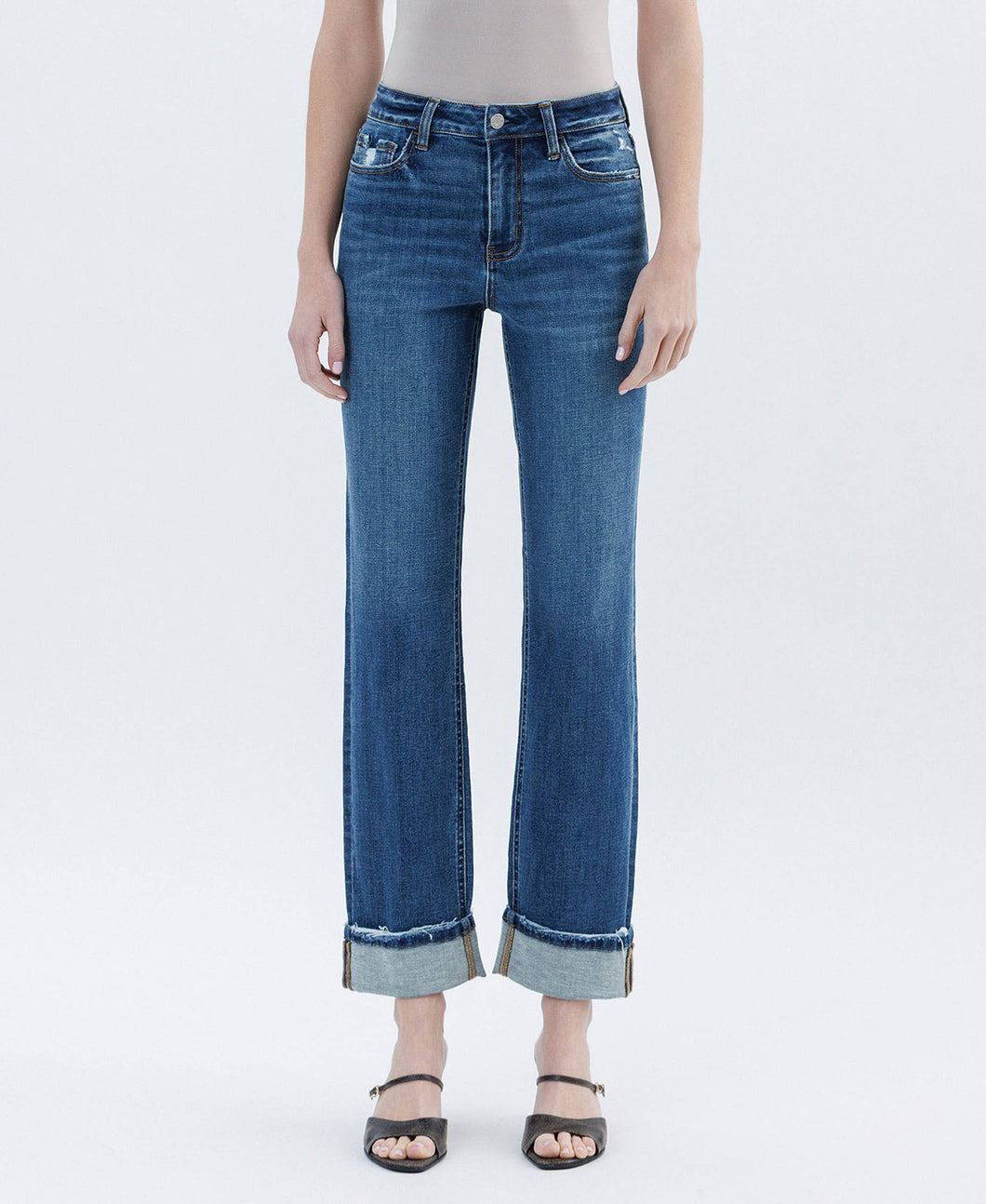 Vervet High Rise Cuffed Straight Jeans