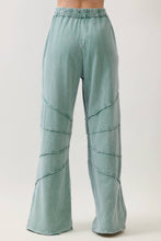 Load image into Gallery viewer, Moss Green Mineral Washed Seam on Knees Solid Pants