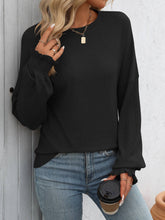 Load image into Gallery viewer, Black Ribbed Long Sleeve Top