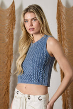 Load image into Gallery viewer, Indigo Washed Cable Sweater Tank