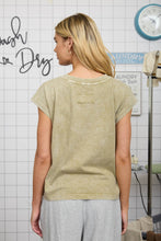 Load image into Gallery viewer, Light Olive Washed Extended Shoulder Top