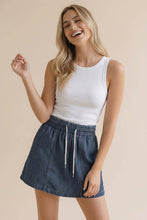Load image into Gallery viewer, Elastic Waist String Chambray Skort