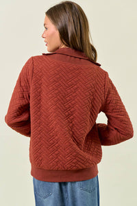Rust Quilted Half Zip Up