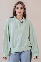 Load image into Gallery viewer, Lime Oversized Half Button Down Waffle Top